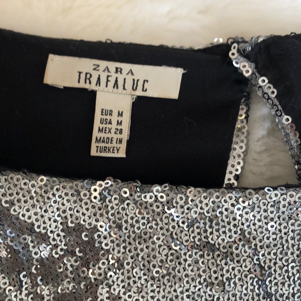 Zara Long-Sleeve Sequin Crop Top - Picture 6 of 9